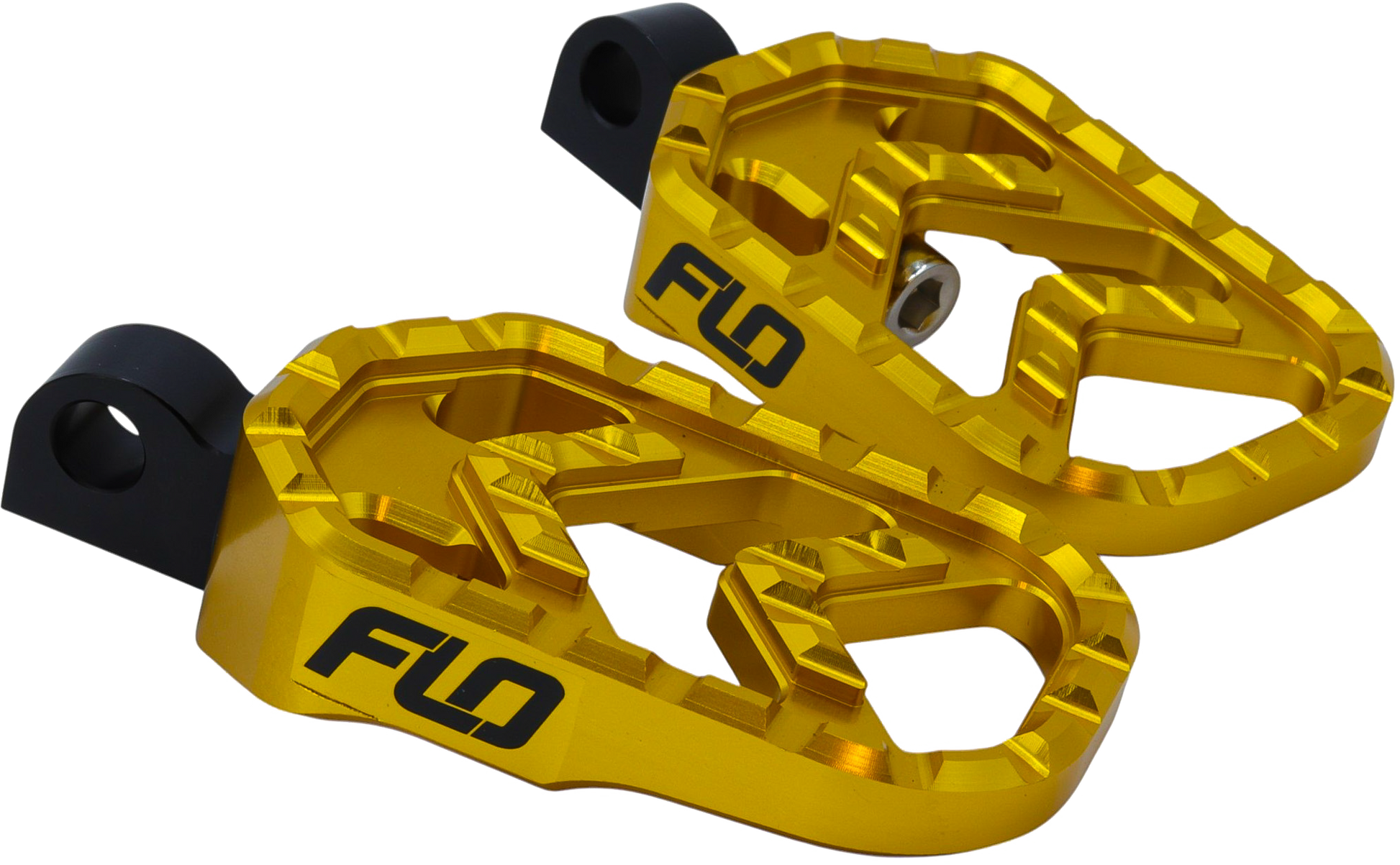 FLO MOTORSPORTS Savage Series Gold Footpegs V-800GLD - Durable Aircraft-Grade Aluminum, 360° Rotatable Platform
