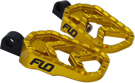 FLO MOTORSPORTS Savage Series Gold Footpegs V-800GLD - Durable Aircraft-Grade Aluminum, 360° Rotatable Platform