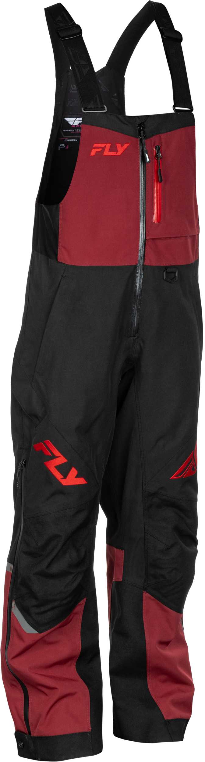 Fly Racing Women's Carbon Bibs Merlot/Red 2X – Weatherproof Snow Gear with Reinforced Durability