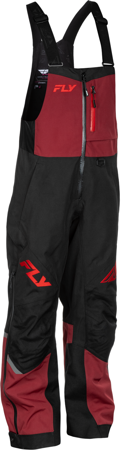 Fly Racing Women's Carbon Bibs Merlot/Red 2X – Weatherproof Snow Gear with Reinforced Durability