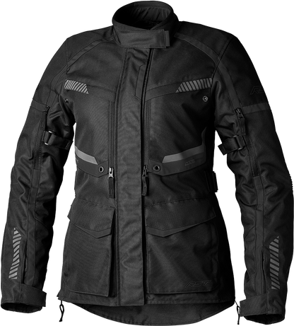 RST Ladies Maverick Evo CE Jacket Black/Black Textile Size XS – Waterproof Touring Motorcycle Jacket with Reflective Details and Removable Thermal Liner