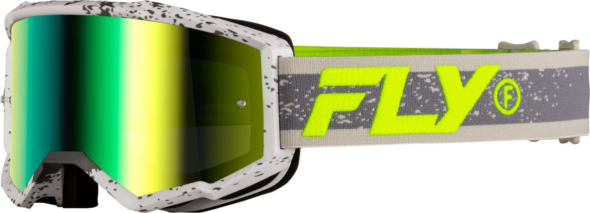 Fly Racing Yth Zone Goggle Dark Gray and Hi Vis with Iridescent Green Mirror Lens