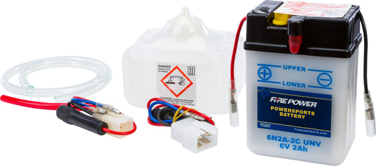 Fire Power 6N2A-2C/UNV 6V Motorcycle Battery with Acid for Honda CT70 and SL70 Models