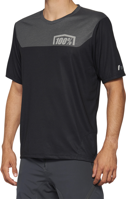 100% Airmatic Short - Sleeve Jersey - Gray/Midnight - Large (Part 40014 - 00017) - Kelly Motorsports