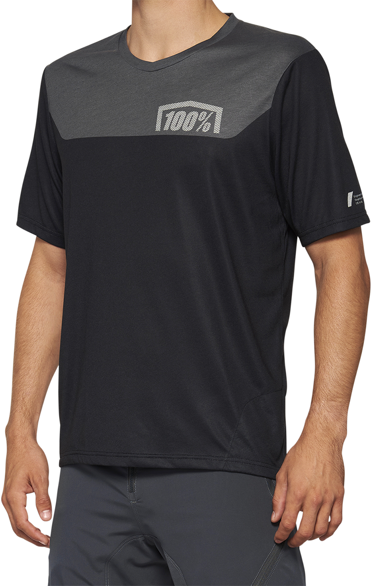 100% Airmatic Short - Sleeve Jersey Gray/Midnight - Small, All - Day Trail Comfort and Visibility - Kelly Motorsports