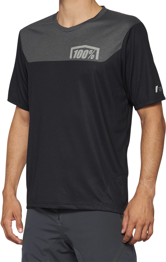 100% Airmatic Short - Sleeve Jersey Gray/Midnight - Small, All - Day Trail Comfort and Visibility - Kelly Motorsports