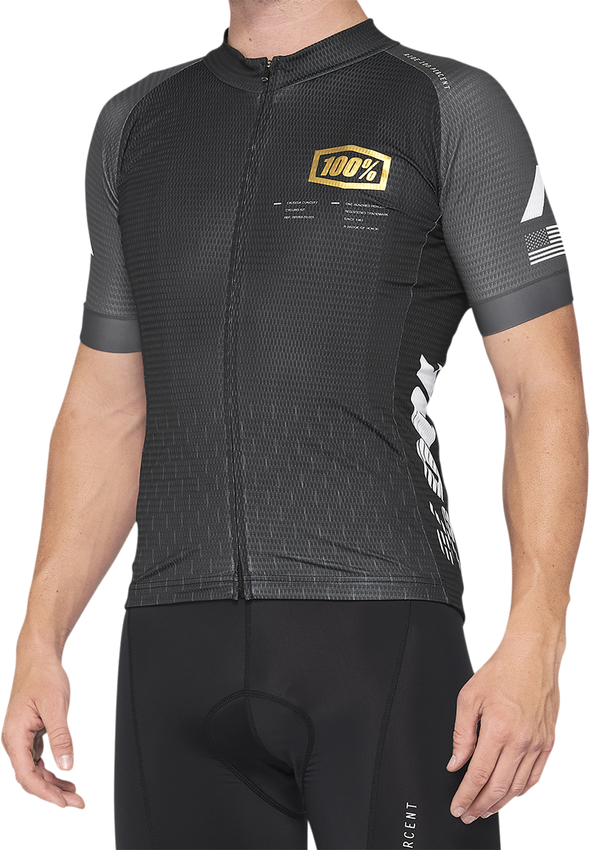 100% Exceeda Short - Sleeve Jersey - Black/Charcoal, Part 40051 - 00001 - Kelly Motorsports
