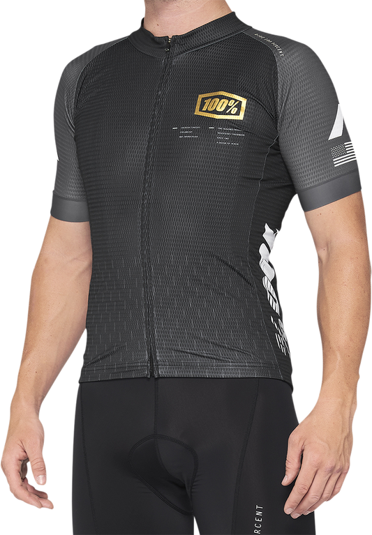 100% Exceeda Short - Sleeve Jersey - Black/Charcoal, Part 40051 - 00001 - Kelly Motorsports