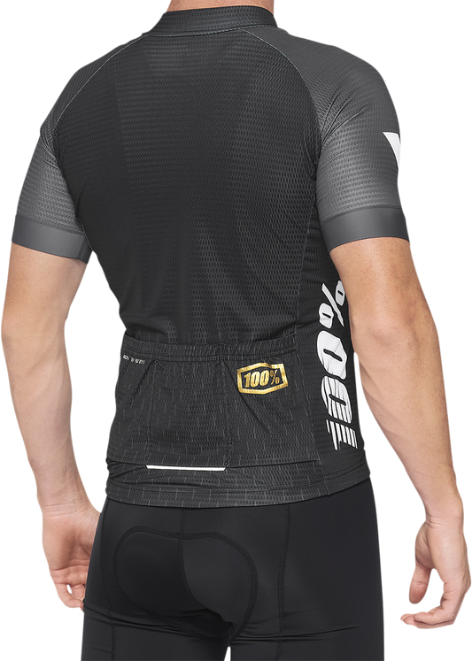 100% Exceeda Short - Sleeve Jersey Black/Charcoal (Part No. 40051 - 00000) - Kelly Motorsports