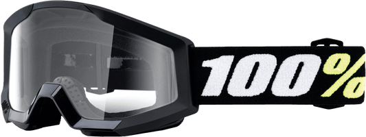 100-Percent Strata Mini Goggle Black Clear Lens – Kids’ Performance Eye Protection - Kelly Motorsports