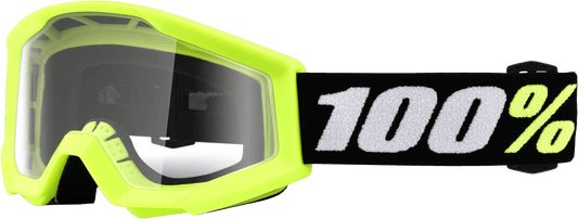 100-Percent Strata Mini Goggle with Yellow Clear Lens, Part Number 50033-00006 - Kelly Motorsports