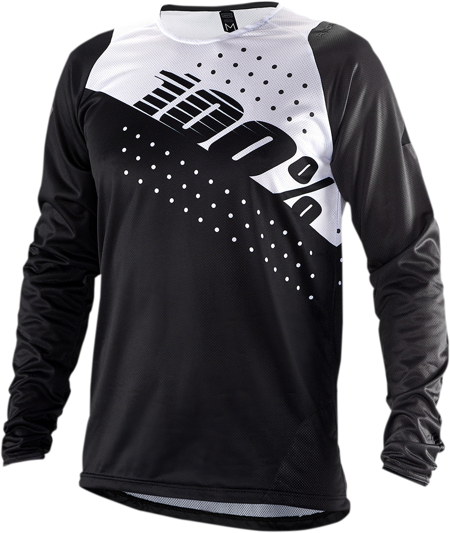 100% R - Core Long - Sleeve Jersey by 100%, Part No. 40005 - 00010 - Black/White, Small - Kelly Motorsports