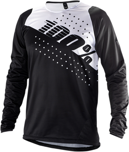 100% R - Core Long - Sleeve Jersey by 100%, Part No. 40005 - 00010 - Black/White, Small - Kelly Motorsports