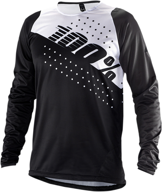 100% R - Core Long - Sleeve Jersey by 100%, Part No. 40005 - 00010 - Black/White, Small - Kelly Motorsports