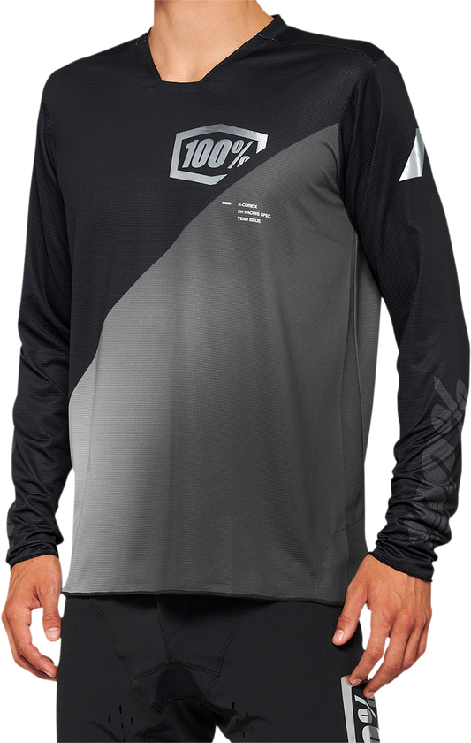 100% R - Core X Long - Sleeve Jersey - Black/Gray - Medium by 100% Part 40000 - 00001 - Kelly Motorsports