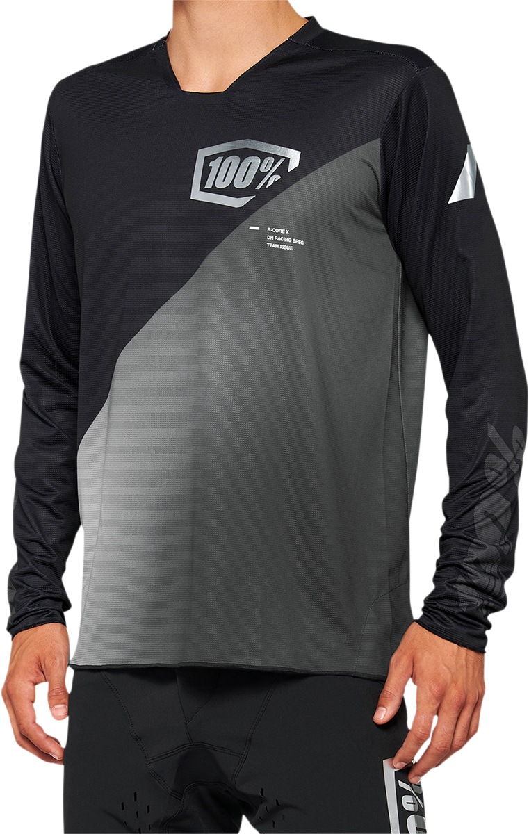 100% R - Core X Long - Sleeve Jersey Black/Gray, Part No. 40000 - 00003, XL - Kelly Motorsports