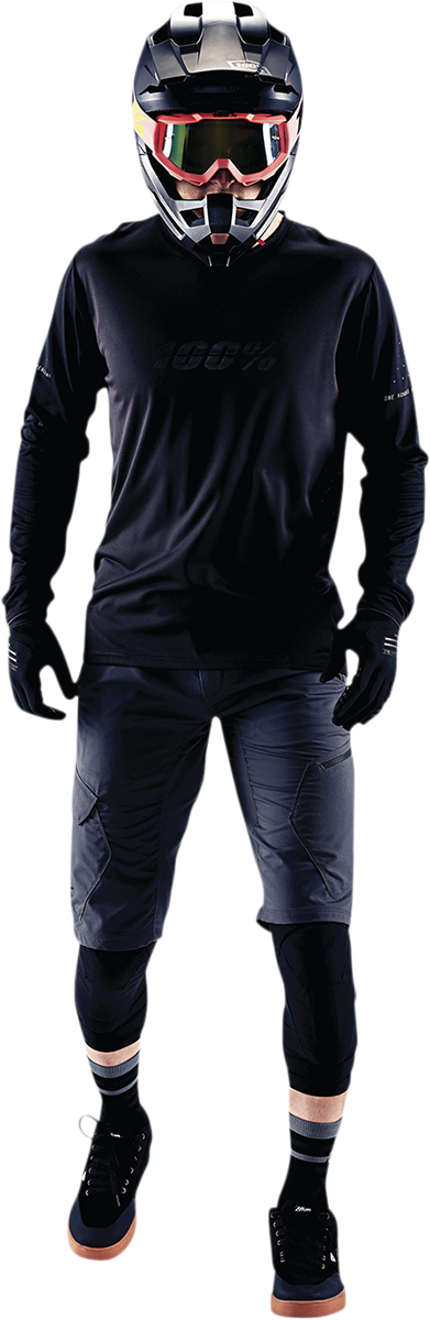 100% Ridecamp Long - Sleeve Jersey - Black/Charcoal, Part No. 40028 - 00002 - Kelly Motorsports