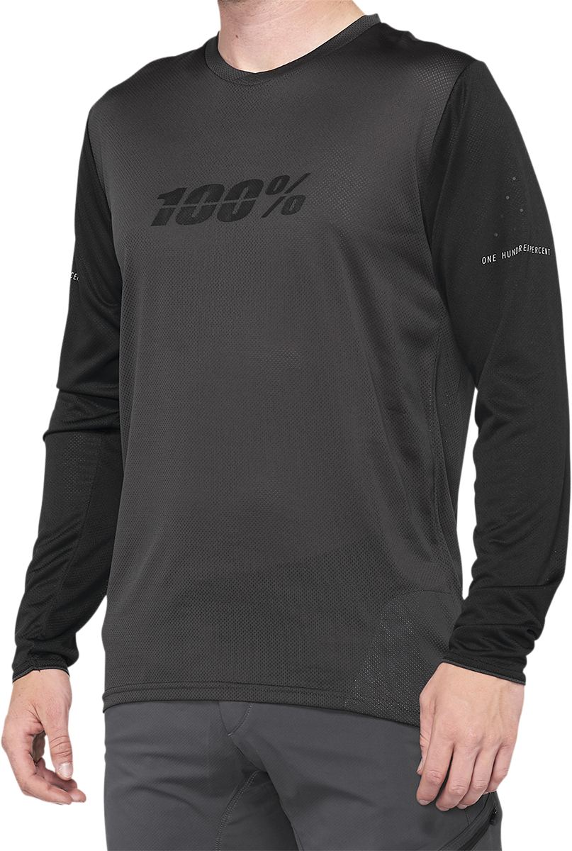 100% Ridecamp Long - Sleeve Jersey Black/Charcoal XL - Part 40028 - 00003 - Kelly Motorsports
