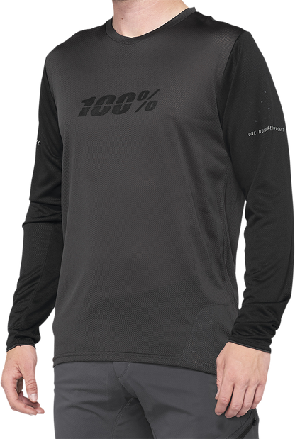 100% Ridecamp Long - Sleeve Jersey Black/Charcoal XL - Part 40028 - 00003 - Kelly Motorsports