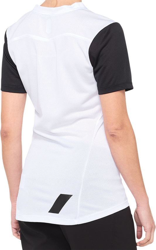 100% Women's Ridecamp Short - Sleeve Jersey - White/Black - Medium, Part 40035 - 00009 - Kelly Motorsports
