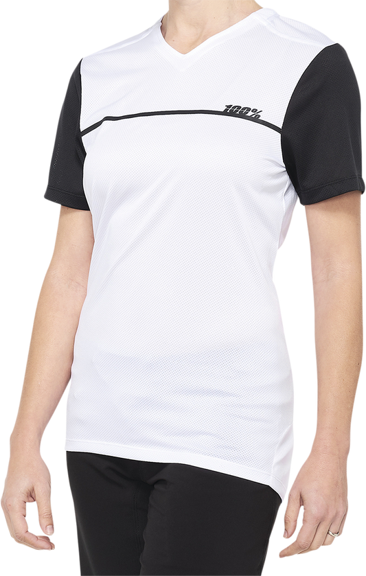 100% Women's Ridecamp Short - Sleeve Jersey - White/Black, Part 40035 - 00011 - Kelly Motorsports