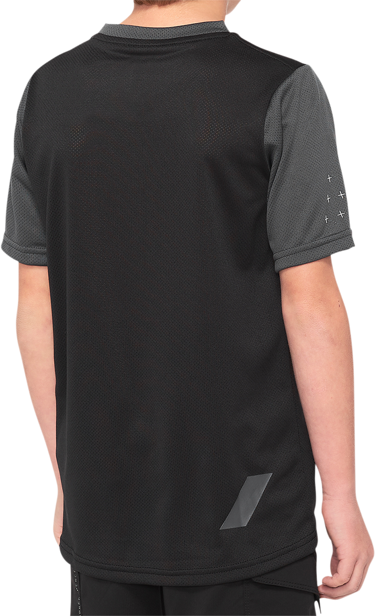 100% Youth Ridecamp Short - Sleeve Jersey - Black/Charcoal, Part No. 40031 - 00003 - Kelly Motorsports