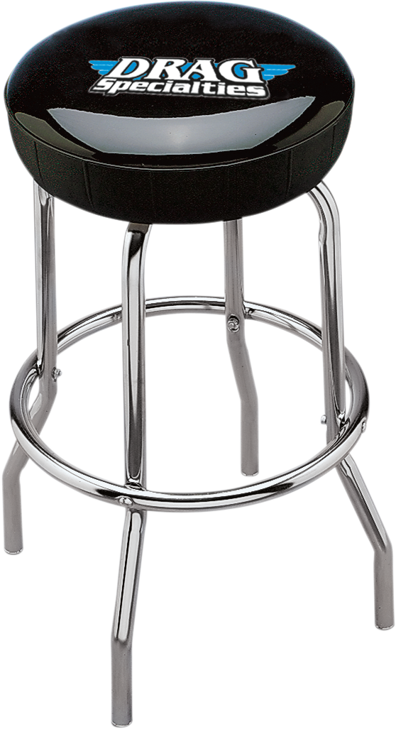 Drag Specialties Bar Stool X80-6020D with Three-Color Logo and Chrome Pedestal