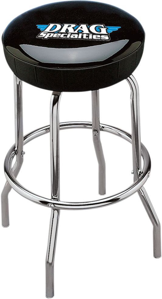 Drag Specialties Bar Stool X80-6020D with Three-Color Logo and Chrome Pedestal