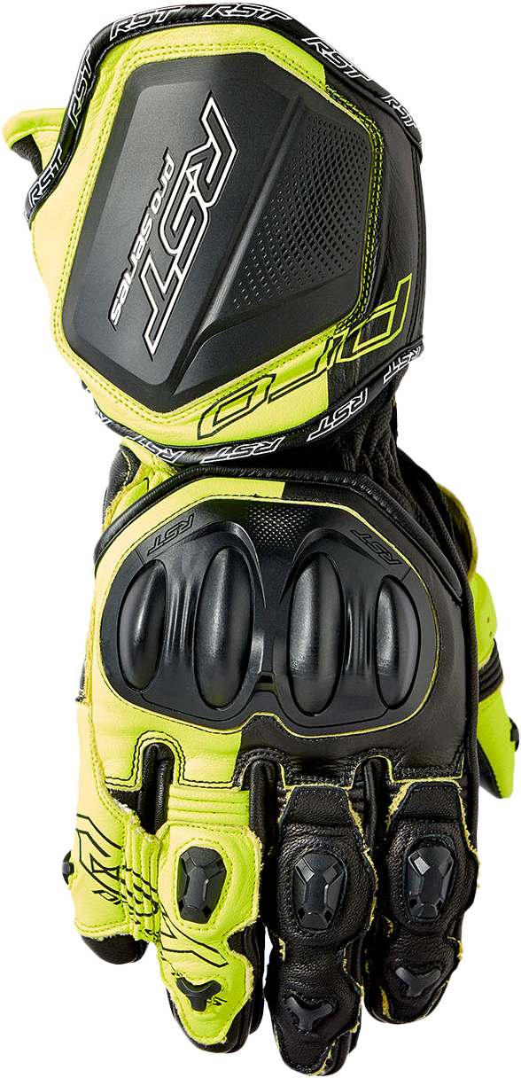 RST Pro Series GP D3O Gloves Black and Fluo Yellow Leather Large
