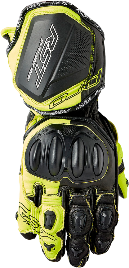 RST Pro Series GP D3O Gloves Black and Fluo Yellow Leather Large
