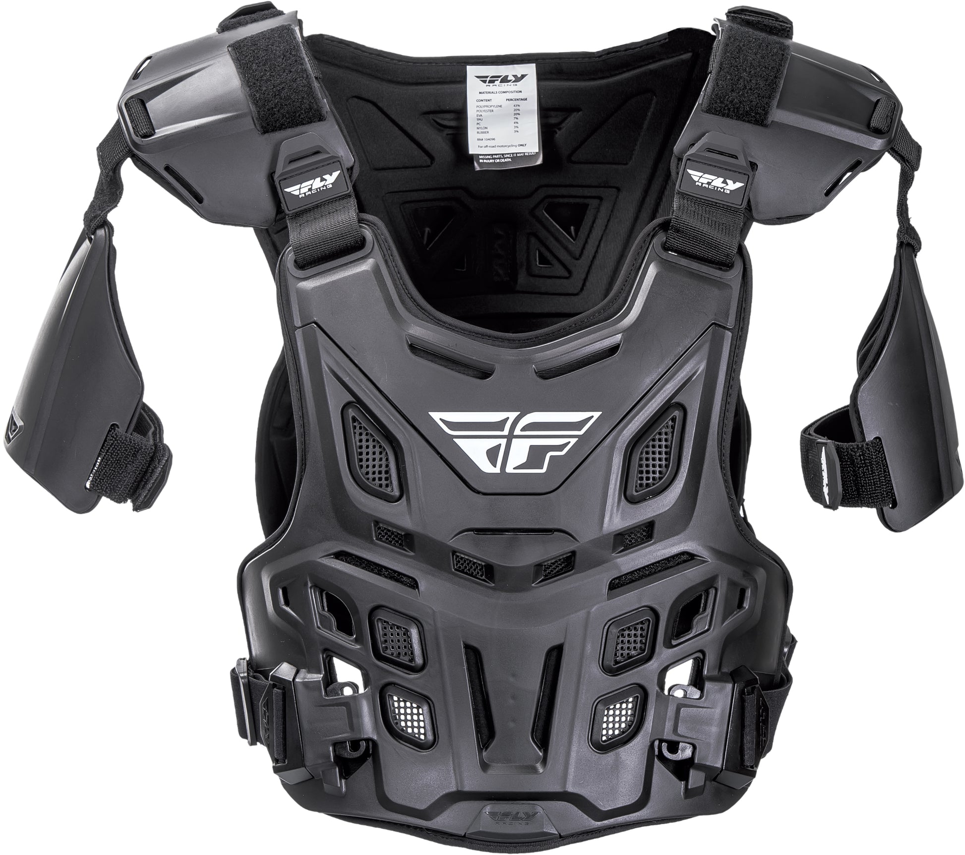 Fly Racing Revel Offroad Roost Guard Black with BioFoam Chassis and CE Protection