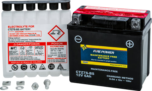FIRE POWER Ctz7S-BS Maintenance-Free Sealed 12V Motorcycle and ATV Battery