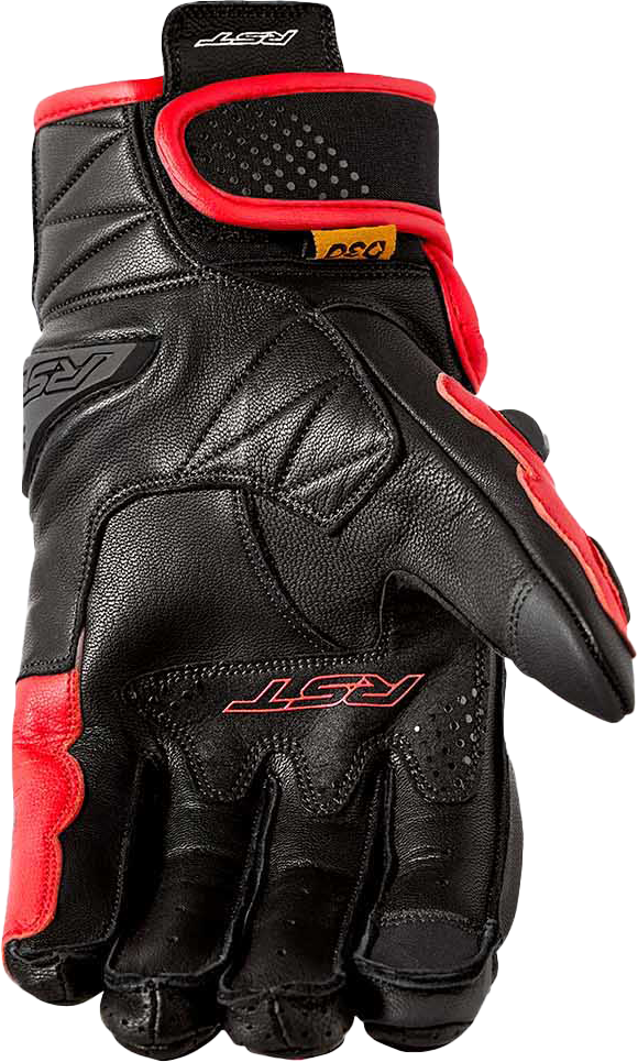 RST Freestyle 3 D3o Leather Motorcycle Gloves - Level 1 KP Certified, Black/Red, Large