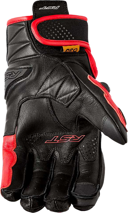 RST Freestyle 3 D3o Leather Motorcycle Gloves - Level 1 KP Certified, Black/Red, Large
