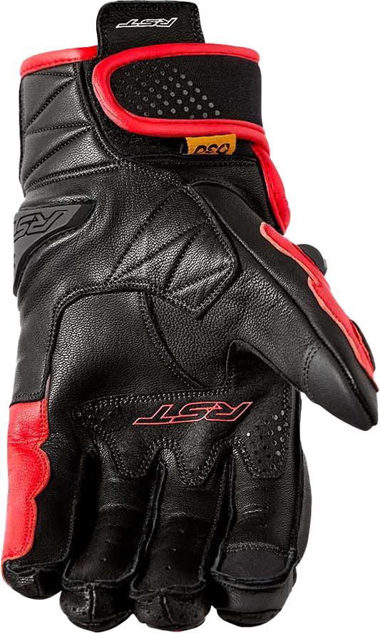 RST Freestyle 3 D3o Leather Motorcycle Gloves - Level 1 KP Certified, Black/Red, Large