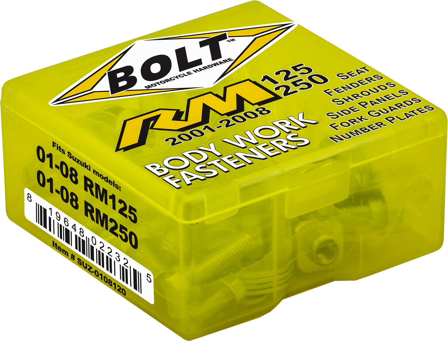 BOLT Full Plastic Fastener Kit for Suzuki RM250 and RM125 (Part SUZ-0108120)