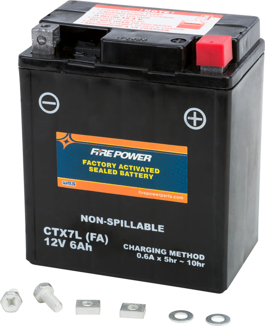 Fire Power CTX7L-BS (FA) Sealed Motorcycle Battery for Honda, Suzuki, Kawasaki, and Aprilia Models
