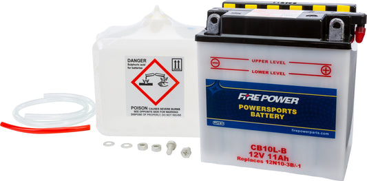 FIRE POWER CB10L-B Heavy Duty 12V Motorcycle Battery with Acid Pack