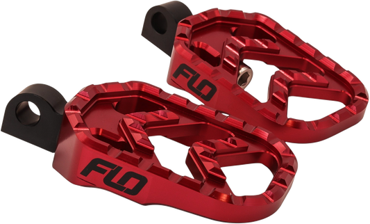 FLO MOTORSPORTS Savage Series Red Footpegs V-800R - Durable Aircraft-Grade Aluminum with 360° Rotatable Design