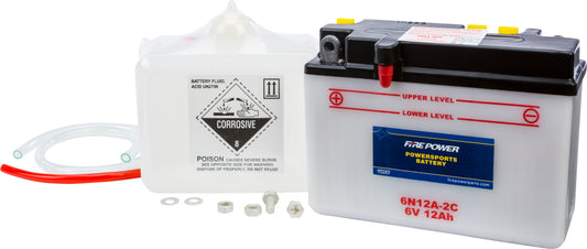 Fire Power 6N12A-2C 6-Volt Battery with Acid Pack – High Cold Cranking Amps and Long Life