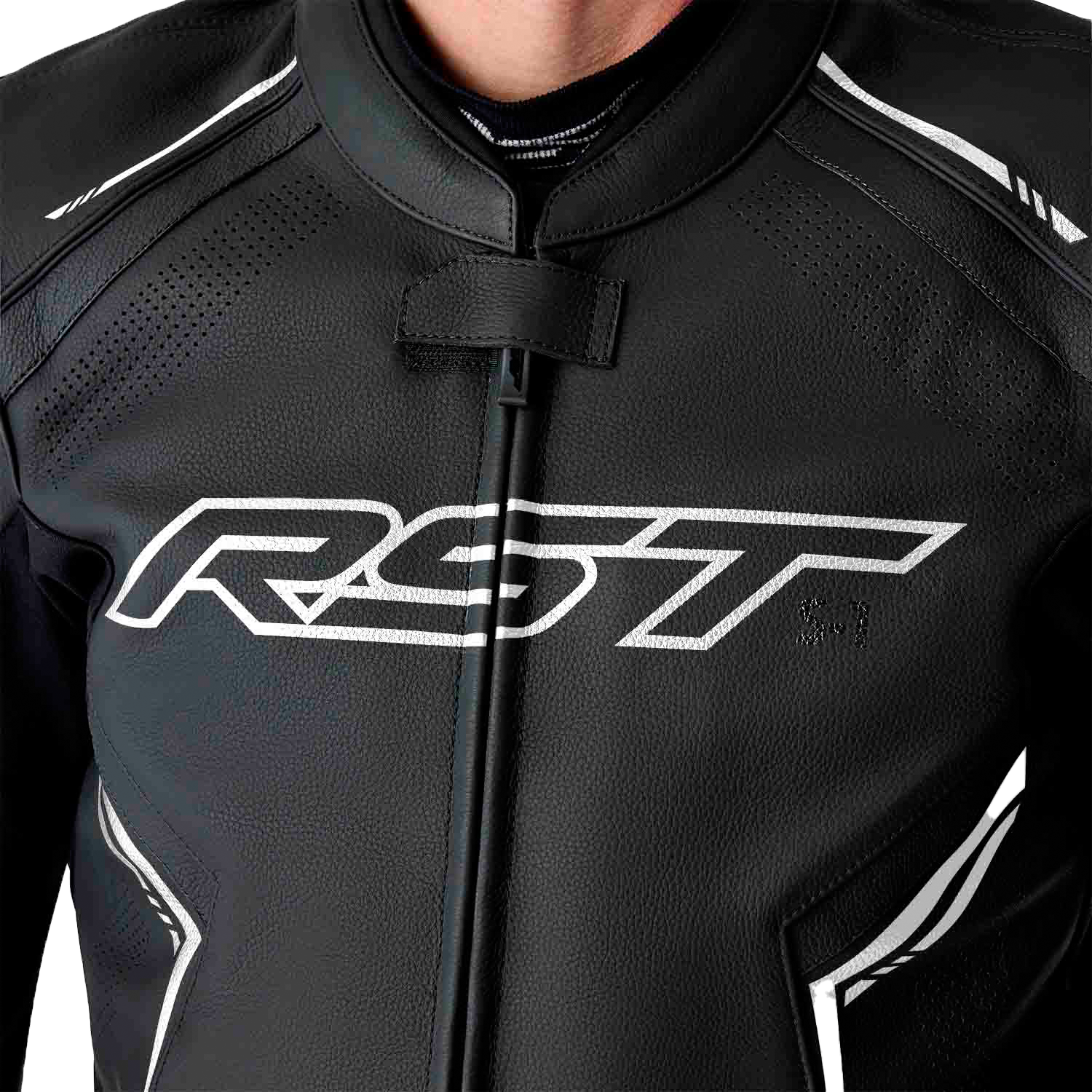 RST S1 D3o Leather Jacket in Black and White, Extra Small - Part Number 103605WHI-38