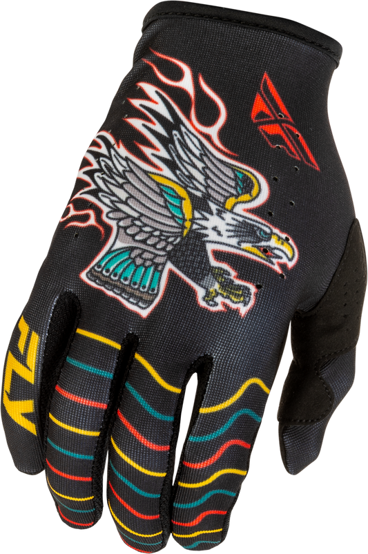 FLY RACING YOUTH LITE AMERICANA GLOVES BLACK/RED/GOLD YL'YL