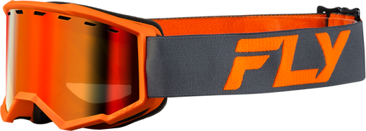 Fly Racing Youth Focus Snow Goggle Charcoal/Orange with Red Mirror and Amber Lens (Part Number FLB-24FY3)