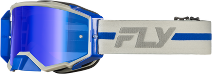 Fly Racing Zone Pro Goggle Grey/Blue with Blue Mirror/Smoke Lens – Lightweight, Durable Off-Road Eye Protection