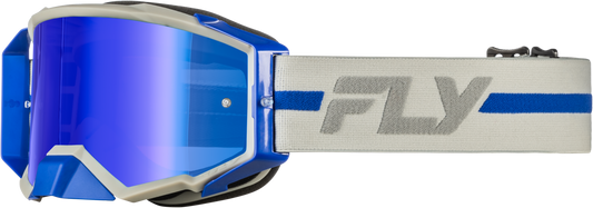 FLY RACING ZONE PRO GOGGLE GREY/BLUE W/ BLUE MIRROR/SMOKE LENS'LENS