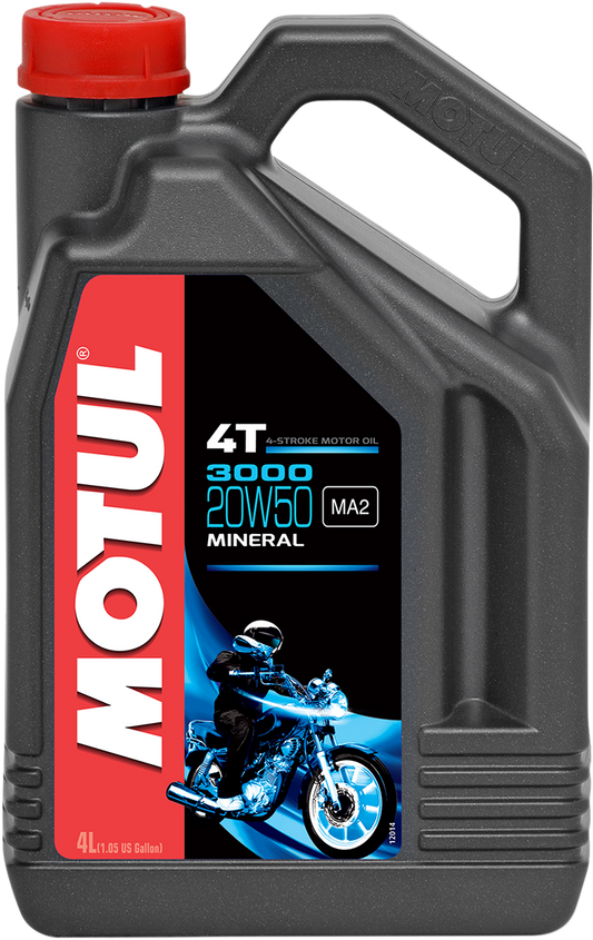 MOTUL 3000 Mineral 4T Engine Oil 20W-50 by MOTUL - Part No. 107319, 1-Gallon