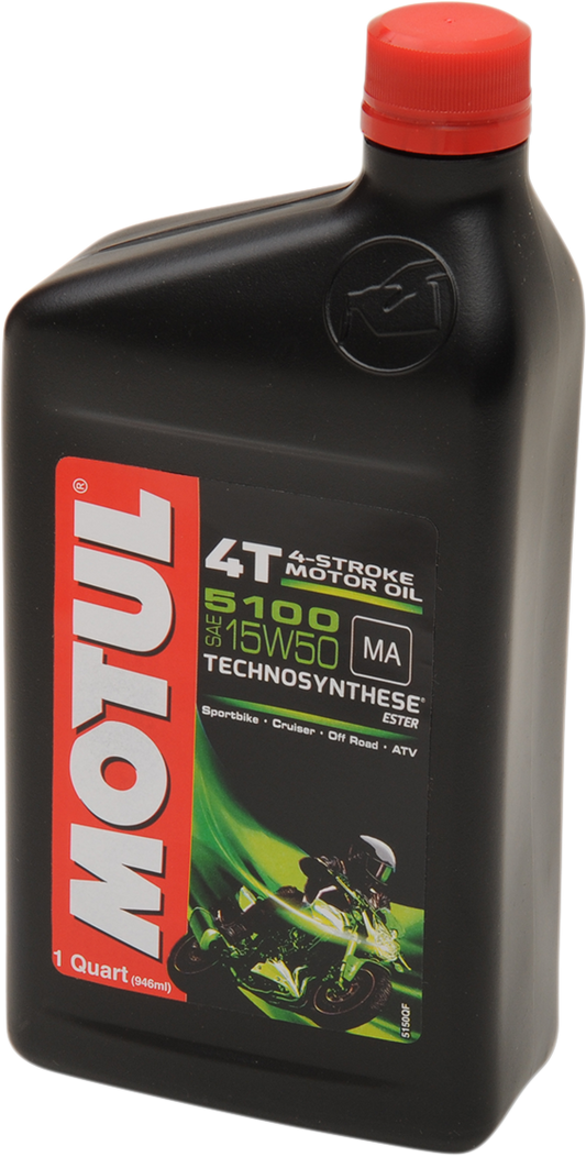 MOTUL 5100 4T Synthetic Blend Oil 15W-50 - 1 Quart - Part Number 104080