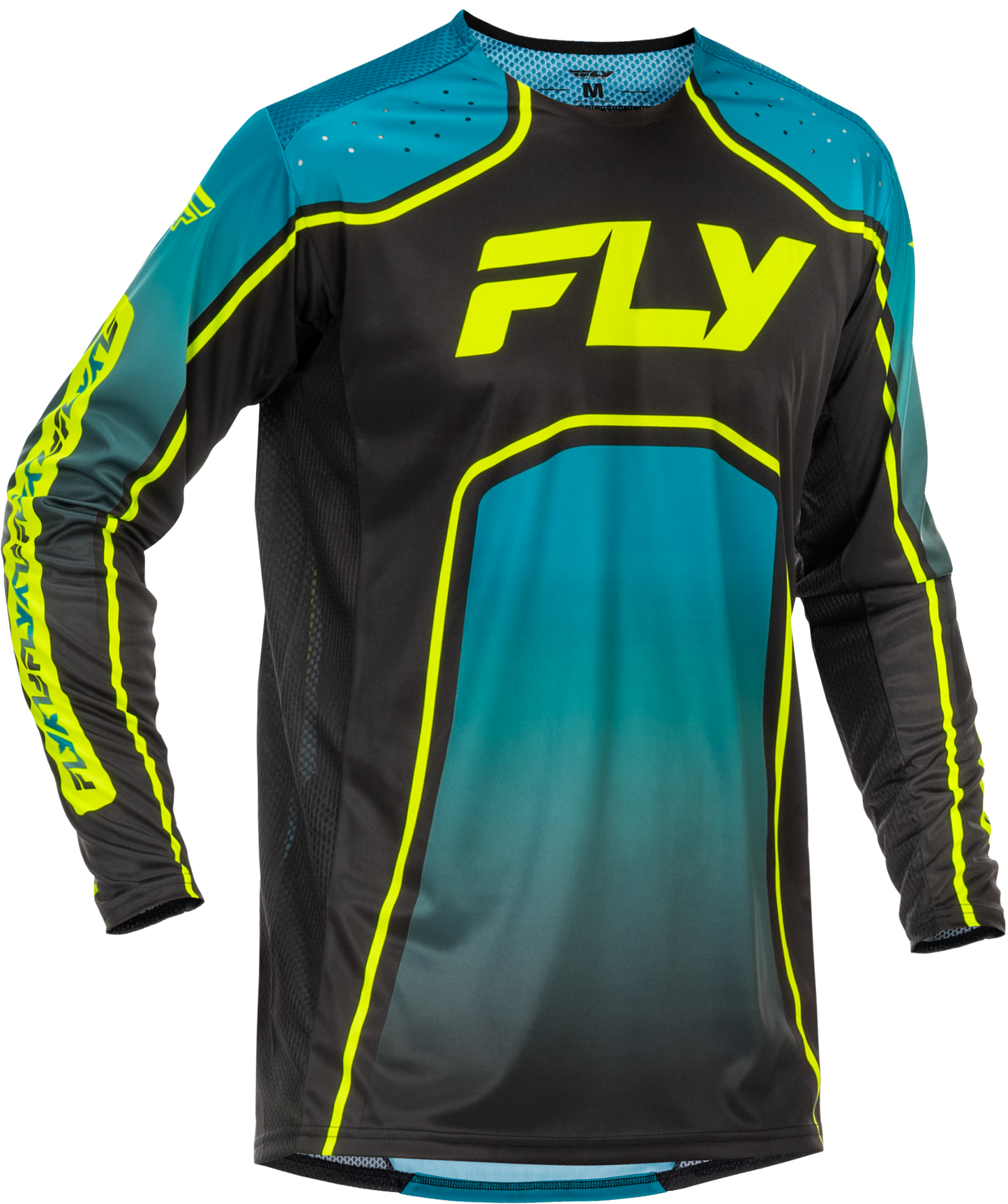 Fly Racing Youth Rayce Bicycle Jersey Teal/Black/Lime YM - Long Sleeve Performance Bike Jersey