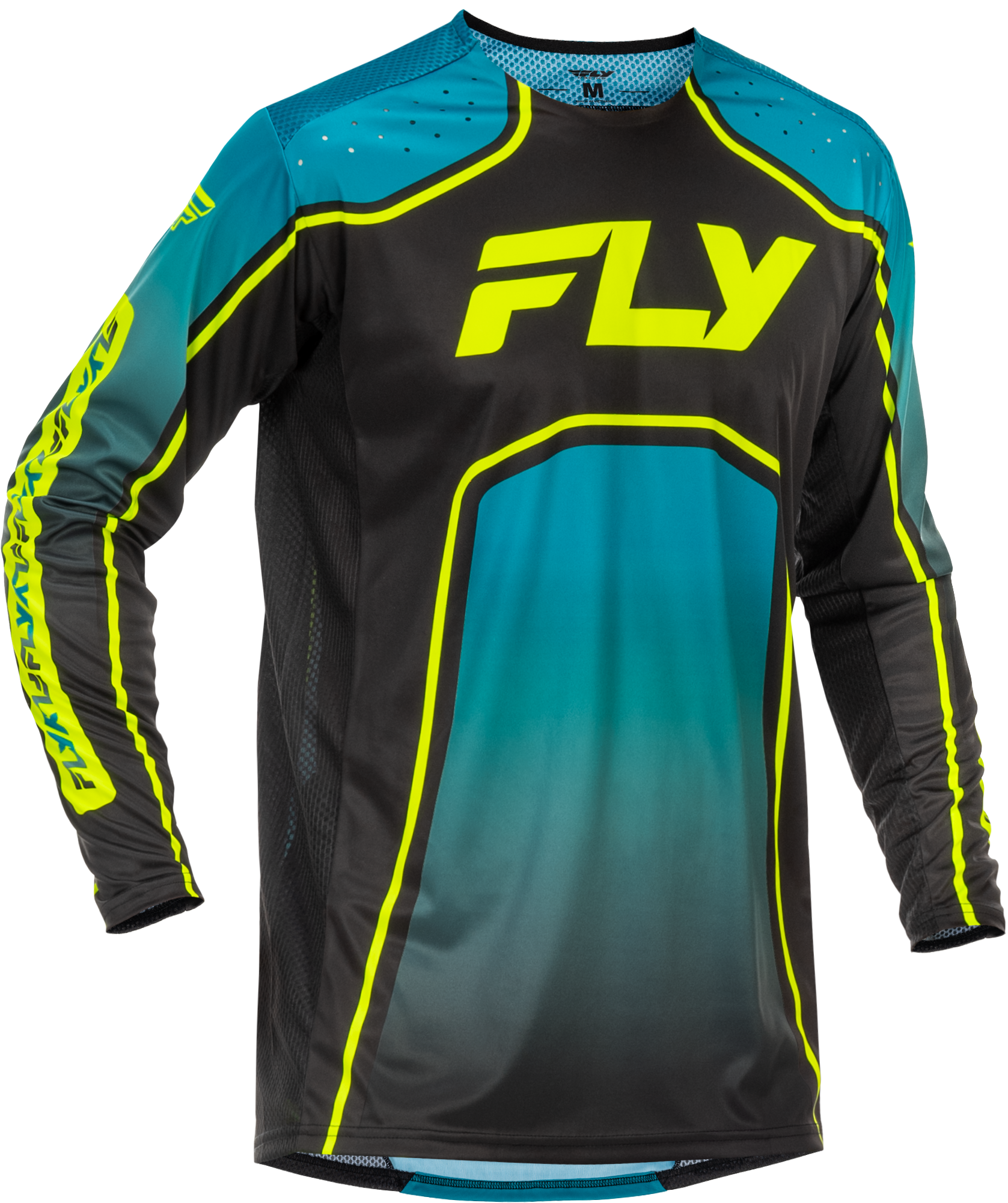 Fly Racing Youth Rayce Bicycle Jersey Teal/Black/Lime YM - Long Sleeve Performance Bike Jersey