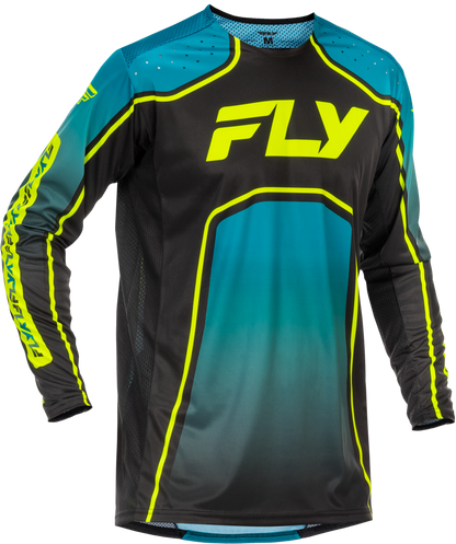Fly Racing Youth Rayce Bicycle Jersey Teal/Black/Lime YM - Long Sleeve Performance Bike Jersey